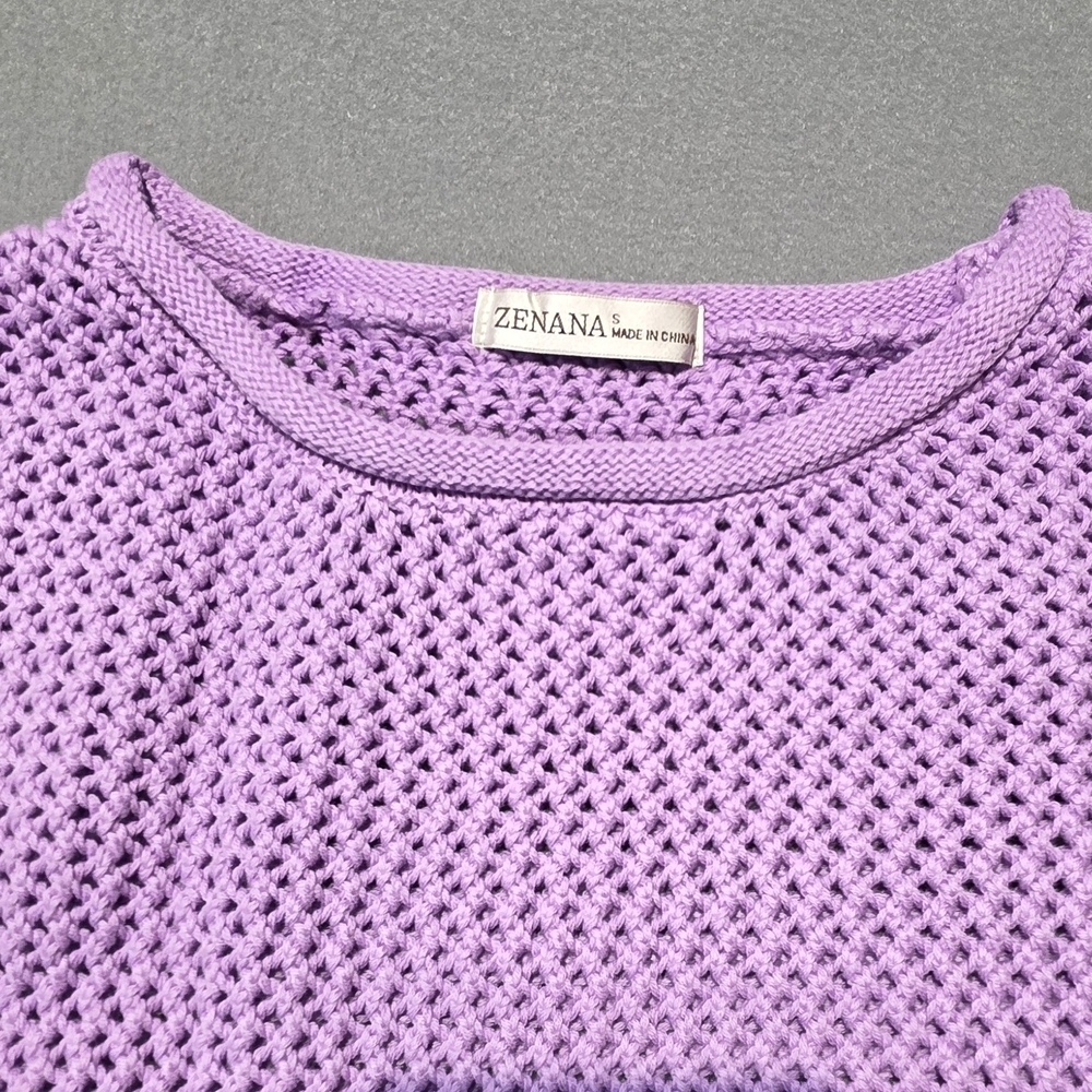 Zenana Outfitters New In Poly Lavender Knit Sweater Small PTP 28 Length 21 - Picture 6 of 7